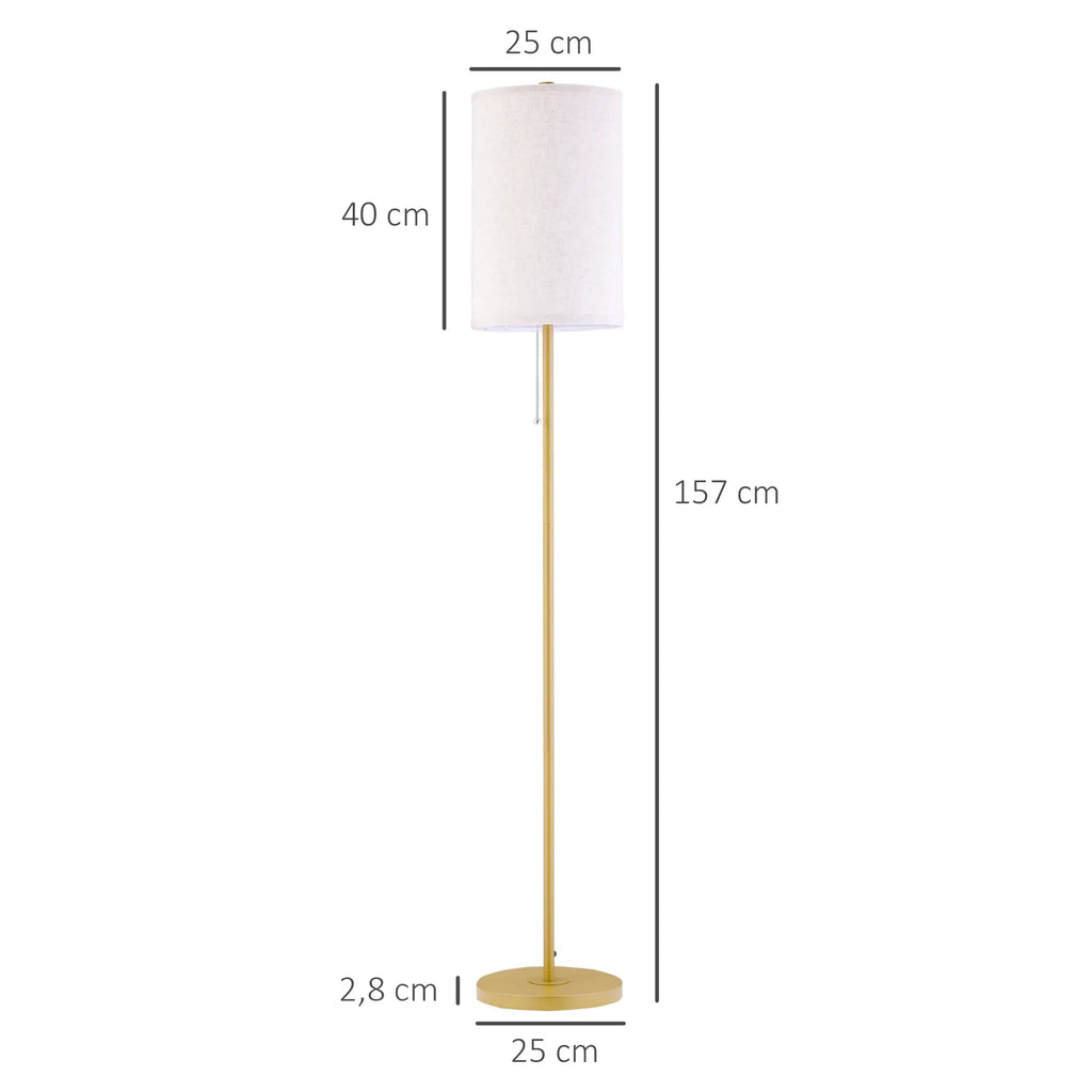 HOMCOM Stehlampe Standleuchte elegantes Design weiches Licht Leinen Cremeweiß