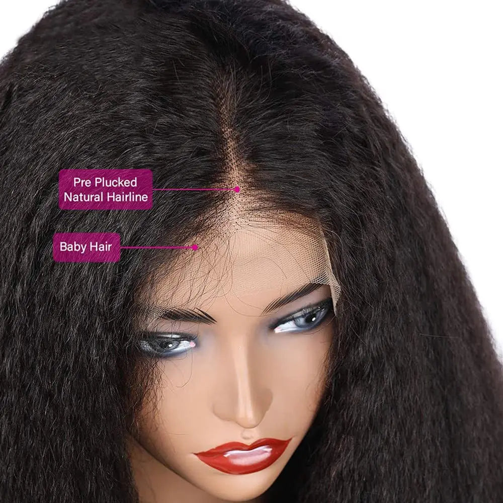 Parrucca Kinky Straight in Capelli Veri 13x4 Lace Frontale - Senza Colla, Densità 150 - Parrucca Brasiliana Lace Frontale