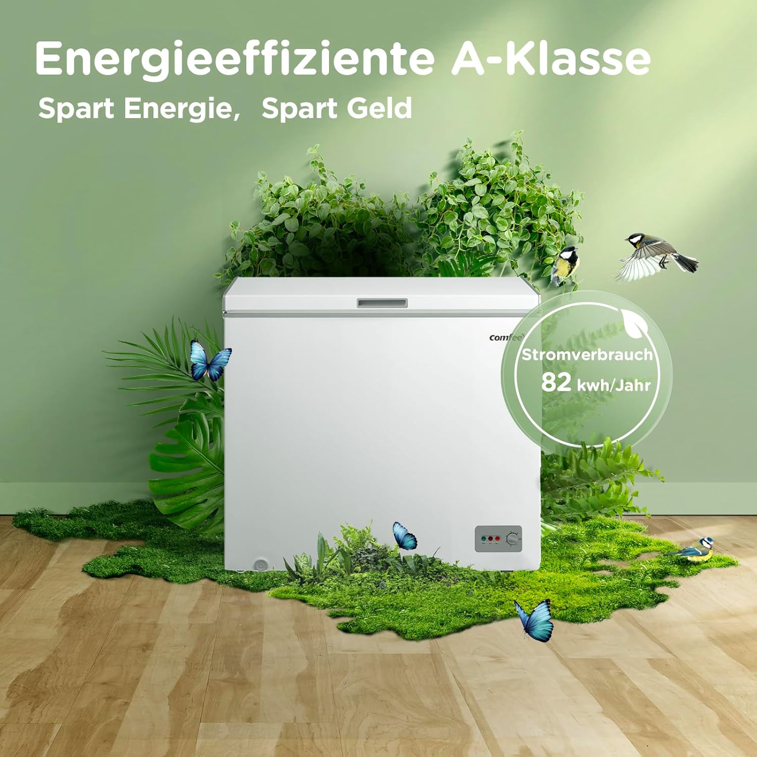 Comfee RCC100WH2(E) Congelatore a Pozzo/169 kWh/anno/85cm di altezza/99L/38dB/Bassa rumorosità/Tubo a D ad alta efficienza/Adatto a diversi scenari d'uso/Regolatore di temperatura regolabile/Bianco