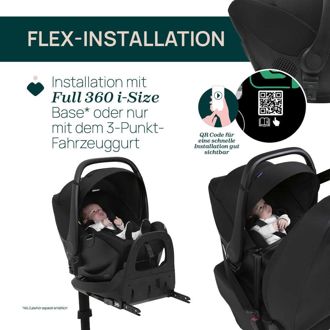 Chicco Kory Essential I-Size Autositz von 40 cm bis 85 cm, Gruppe 0+ für Babys, zugelassen nach ECE R129/03 , einfach zu montieren, 90° drehbar