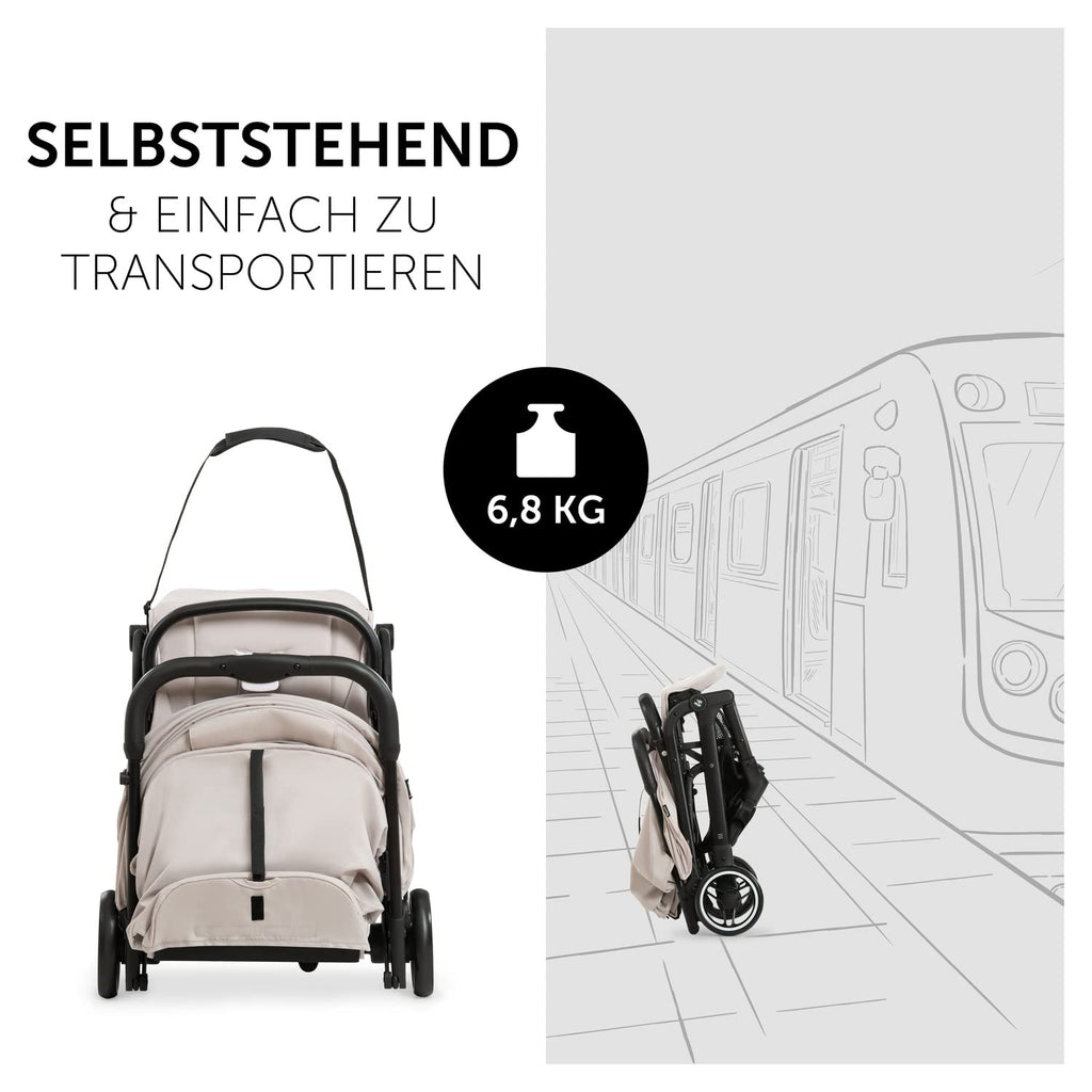 hauck Passeggino leggero Travel N Care per bambini dalla nascita fino a 22 kg con funzione reclinabile, ultraleggero - 6,9 kg, chiudibile con una mano, UPF 50+, ruote in EVA, cestino fino a 3 kg (Dark Olive)