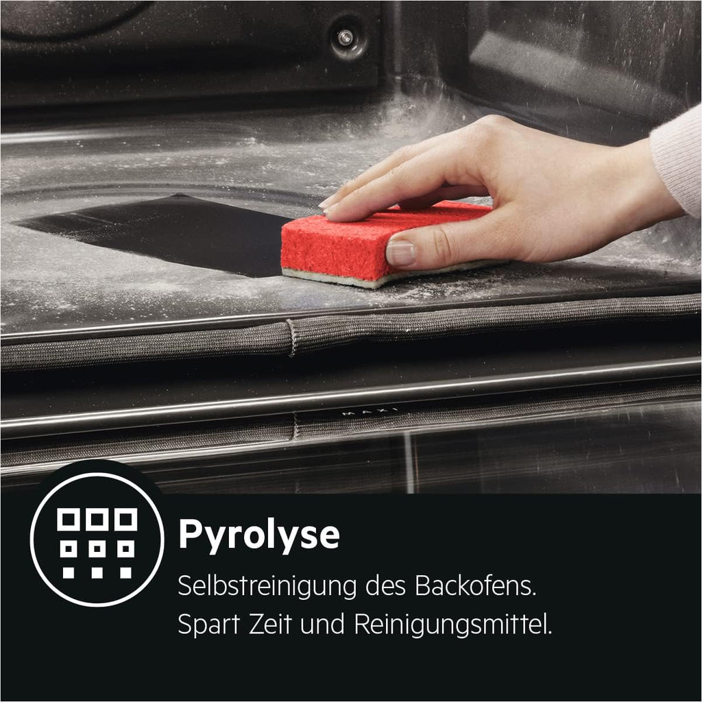 AEG Forno da incasso – Serie 5 AirFry: Risultati di cottura uniformi su 3 livelli – Pulizia Pirolitica – 25 Programmi automatici – Display touch LED – Riscaldamento rapido – Nero – BPE53516AB