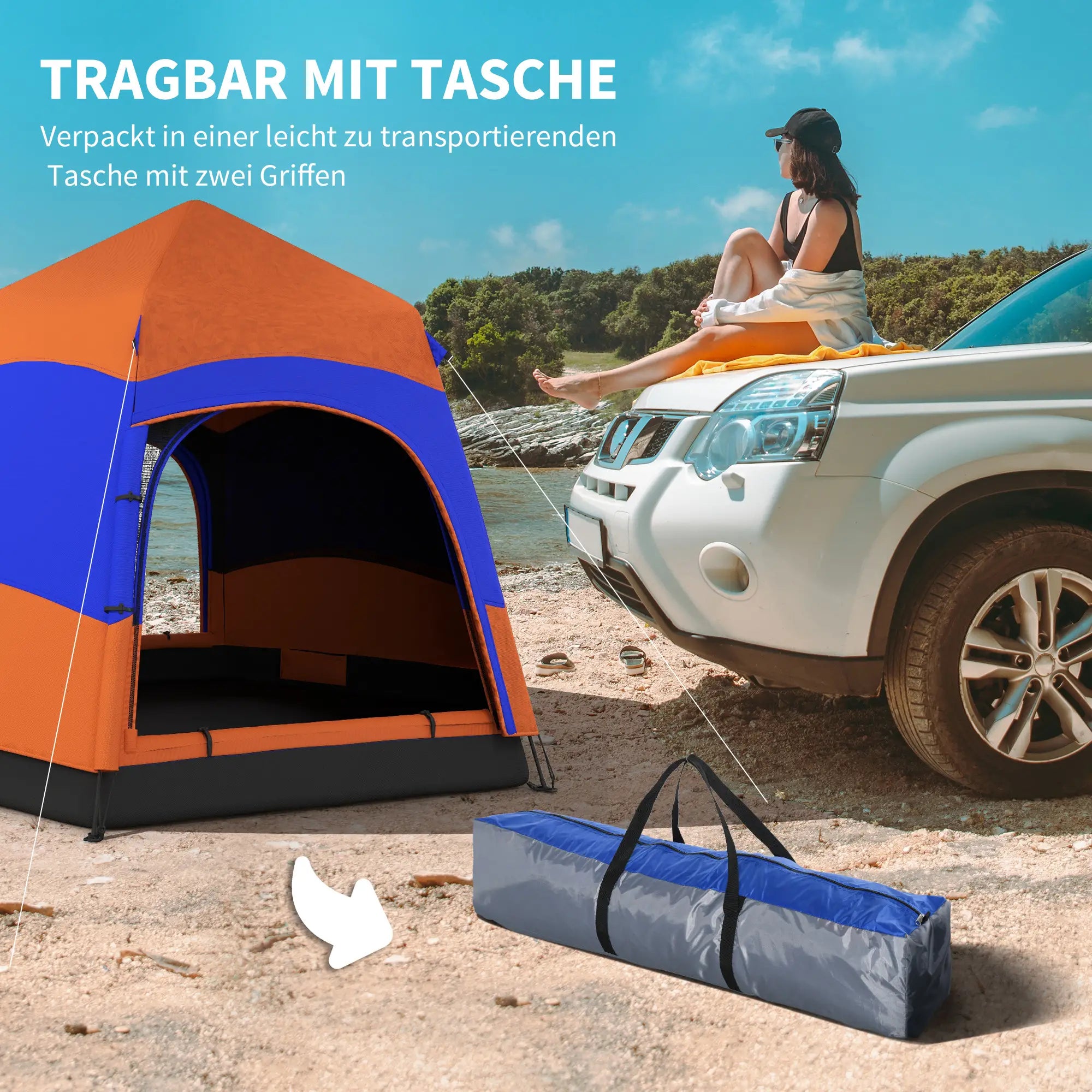 Outsunny Tenda da campeggio pop-up 4-6 persone a doppia parete per esterni