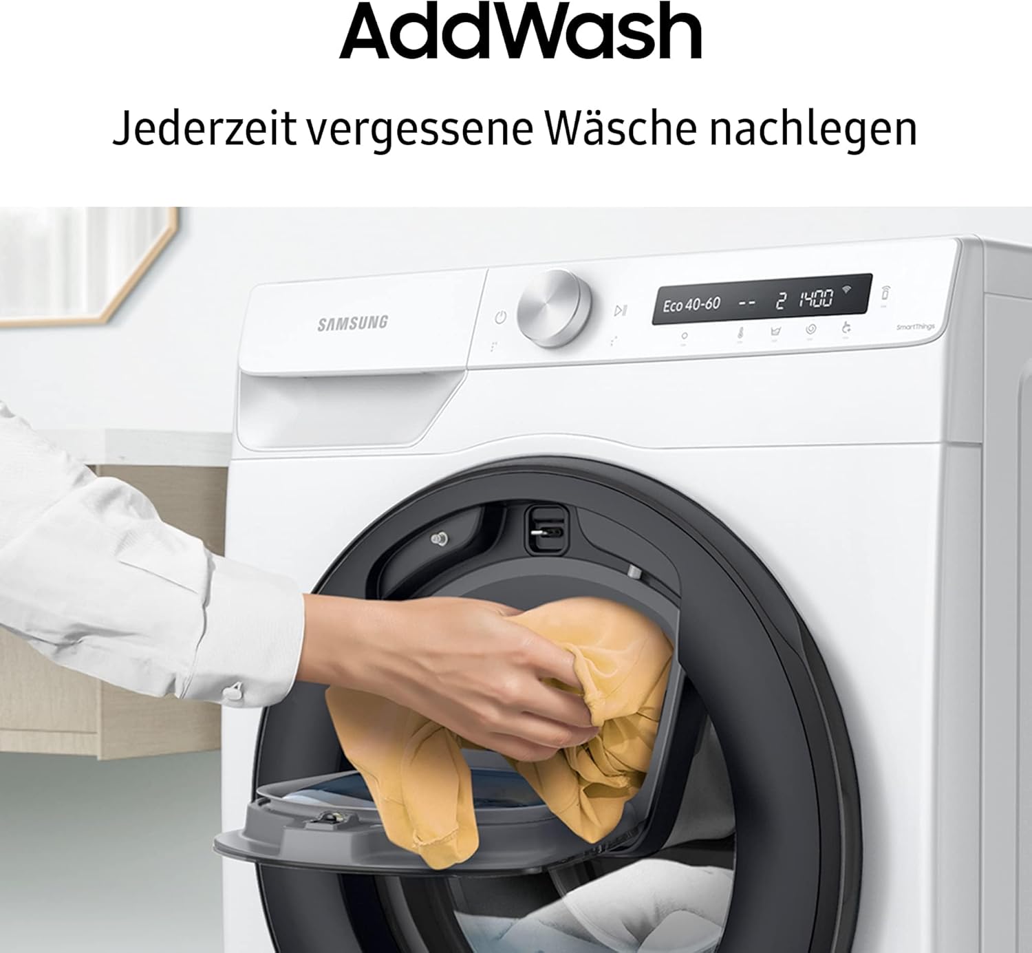 Lavasciuga Samsung WW80T554ATW/S2, 8 kg, 1400 giri/min, Ecobubble, AddWash, WiFi Smart Control, programma vapore igienizzante, Bianco