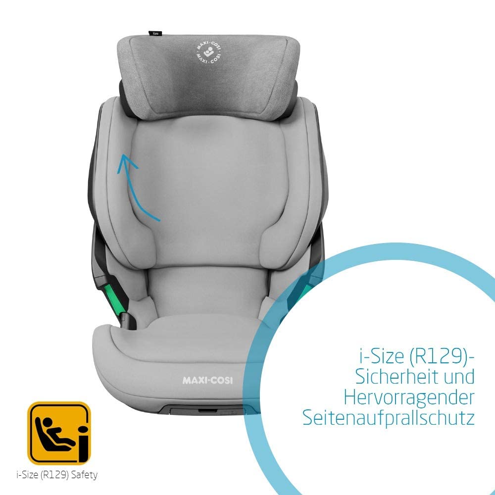 Maxi-Cosi Kore i-Size Seggiolino Auto, 3,5–12 anni, 100–150 cm, Seggiolino ISOFIX, Altezza/larghezza regolabile, Side Protection System Plus, Installazione facile e veloce, Authentic Graphite