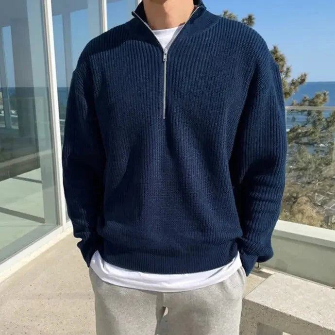 Pullover da uomo con mezza zip