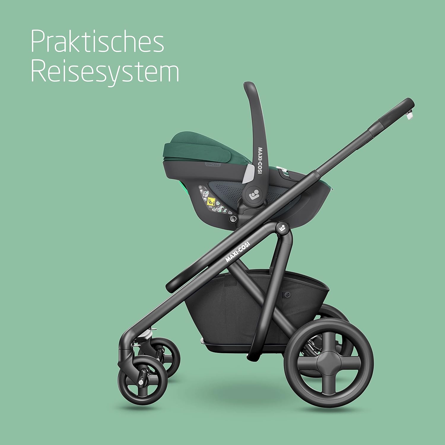 Maxi-Cosi Pebble 360 i-Size Babyschale Drehbar, Neugeborenen Autositz 360 Grad, 0–15 Monate (40–83 cm), Drehung mit einer, ClimaFlow, Easy-In-Gurt, G-CELL Seitenaufprallschutz, Essential Graphite