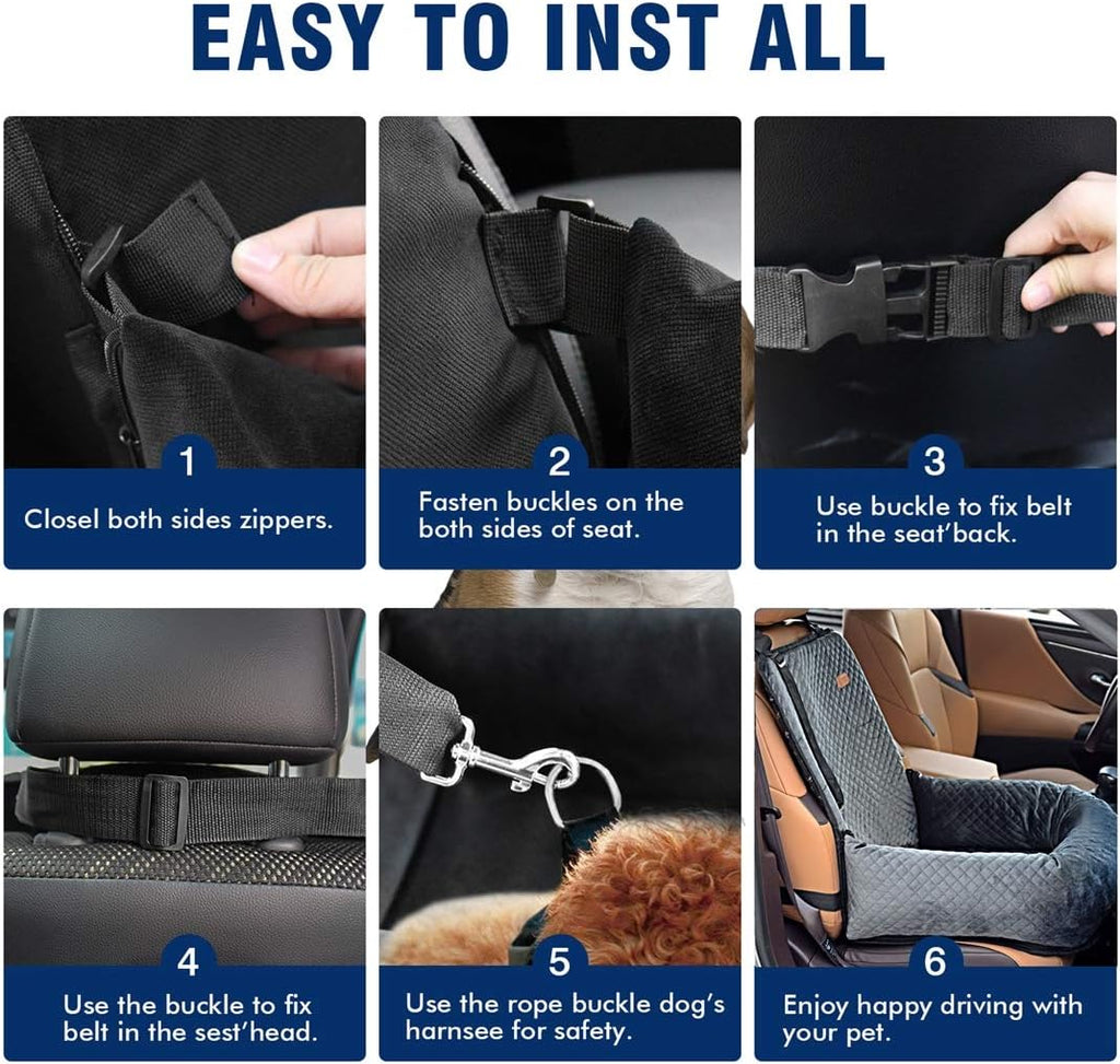 Trasportino da viaggio per auto per animali domestici di piccola, media e grande taglia, per cani/gatti, cuccioli, con parte inferiore antiscivolo e rivestimento lavabile, nero