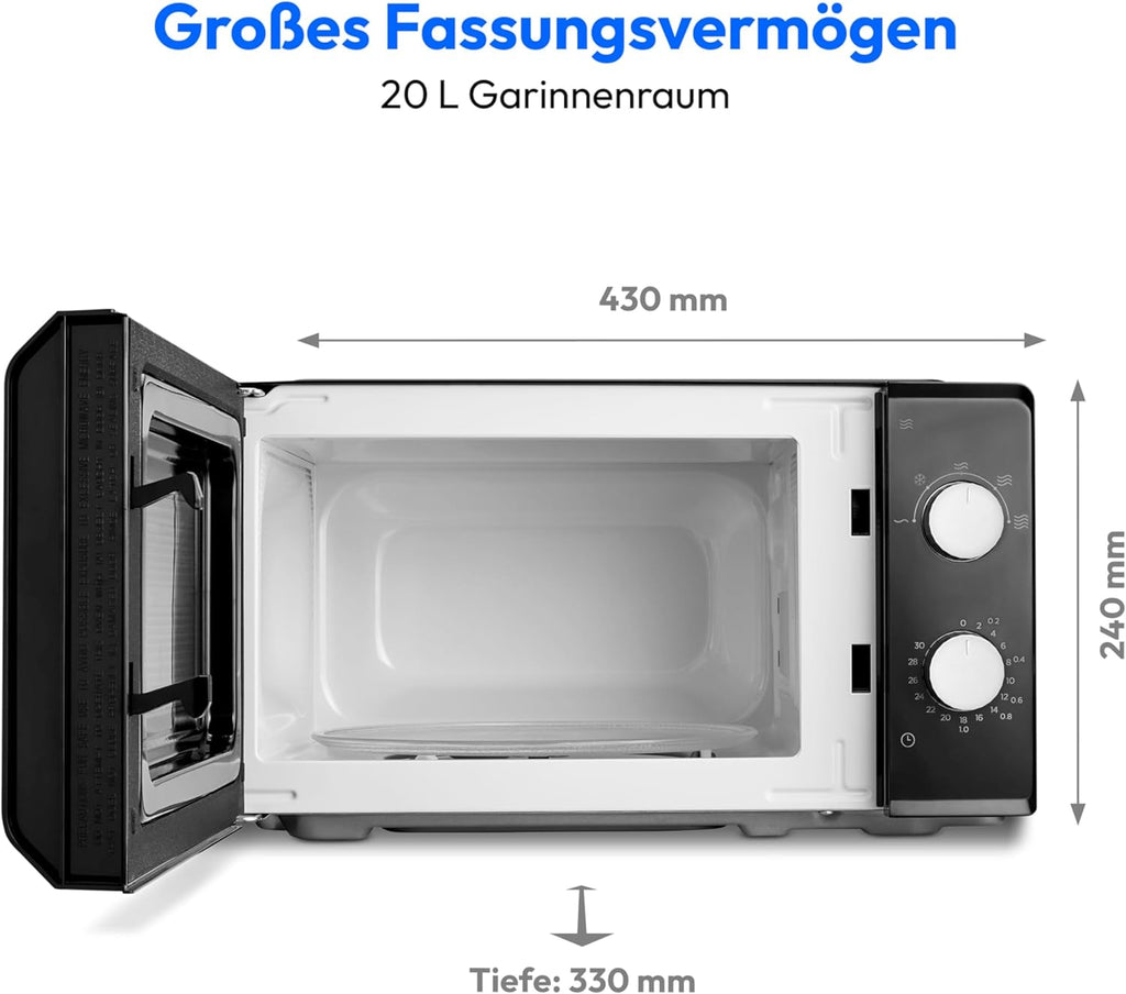 MEDION Mikrowelle, ca. 700 Watt Leistung, ca. 17 Liter Kapazitt, 6 Stufen, Auftaufunktion, MD 15644, schwarz/silber