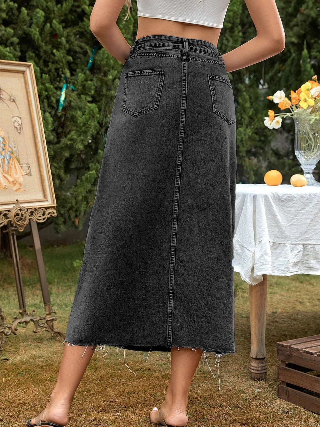 Kaitlyn - Elegante gonna lunga in denim