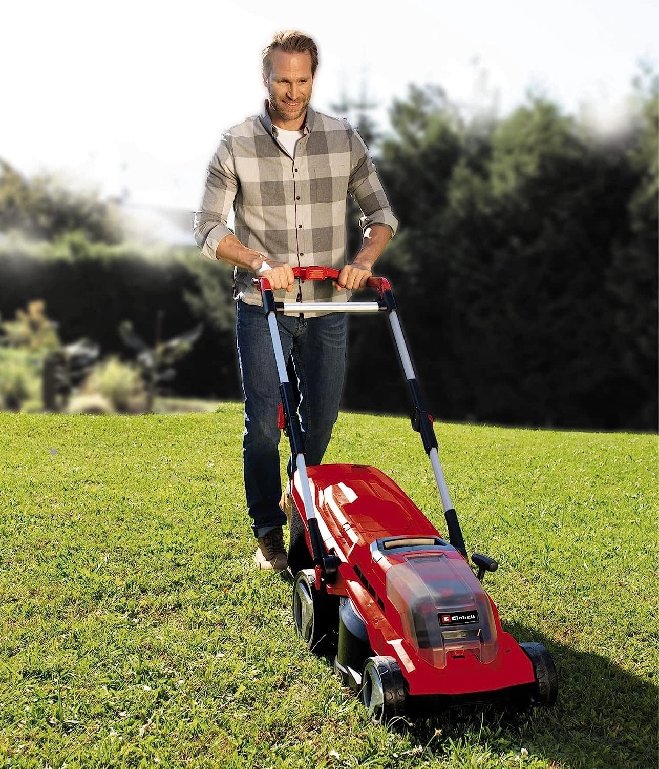 Tagliaerba a batteria Einhell GE-CM 36/37 Li-Solo Power X-Change (36 V, larghezza taglio 37 cm, fino a 400 m², cesto di raccolta 45 L, altezza taglio 25-75 mm, senza batteria)