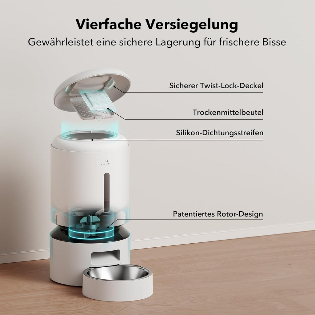 PETLIBRO Mangiatoia Automatica Gatti da 5L, Mangiatoia Intelligente per Gatti con WiFi 5G/2.4G, Dispenser Automatico di Cibo Secco per Gatti o Cani con Controllo Tramite App, 1-10 Pasti al Giorno, Bianco