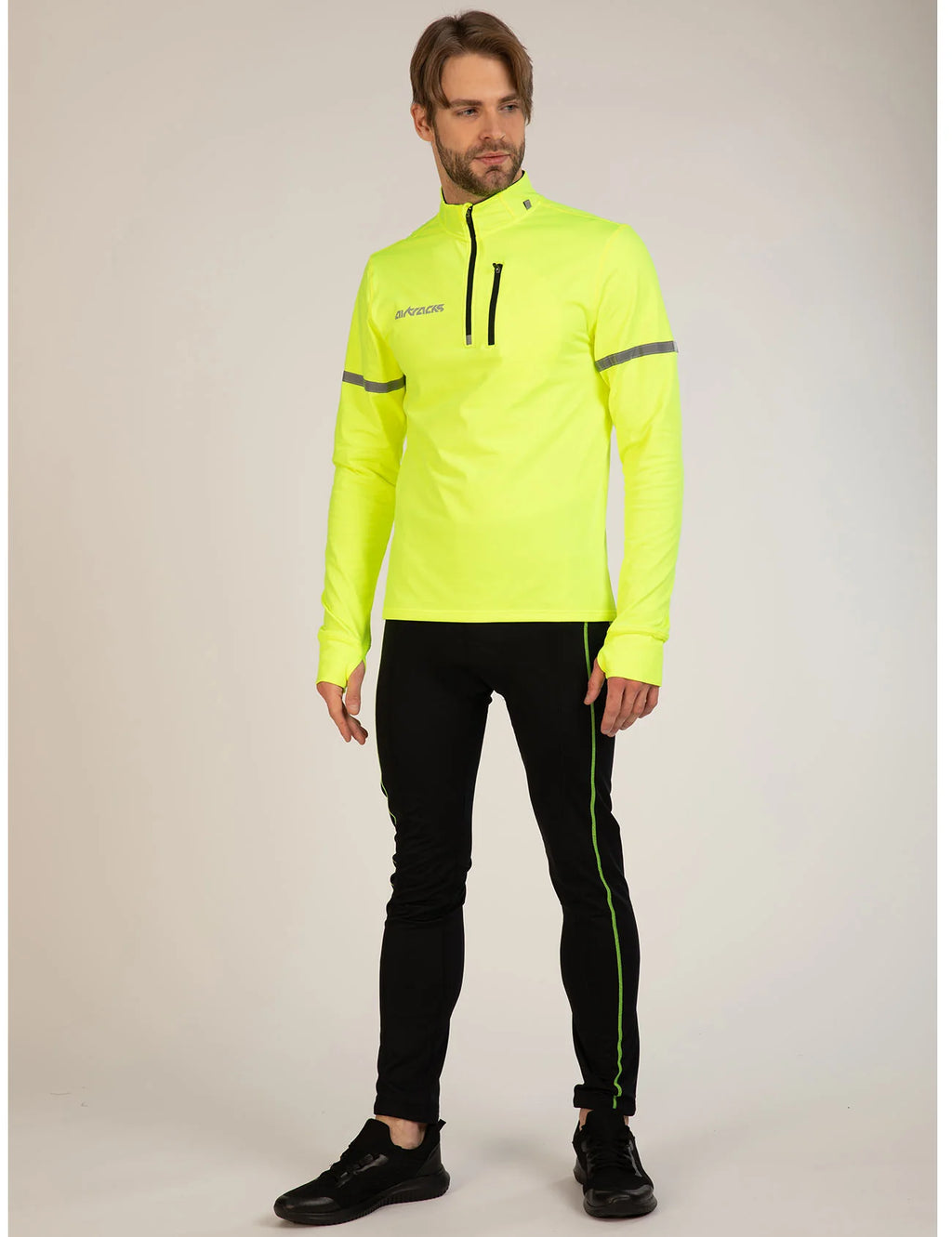 Pantaloni Ciclismo Termici Lunghi da Uomo Neri Neon