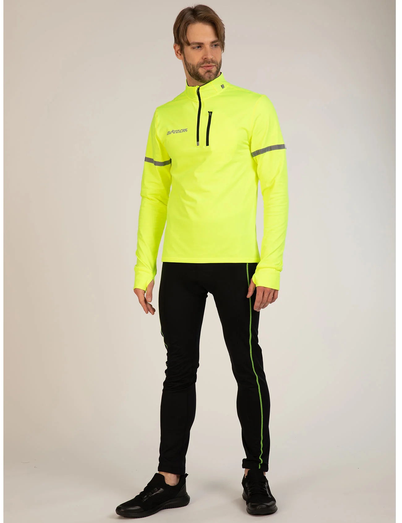 Pantaloni Ciclismo Termici Lunghi da Uomo Neri Neon
