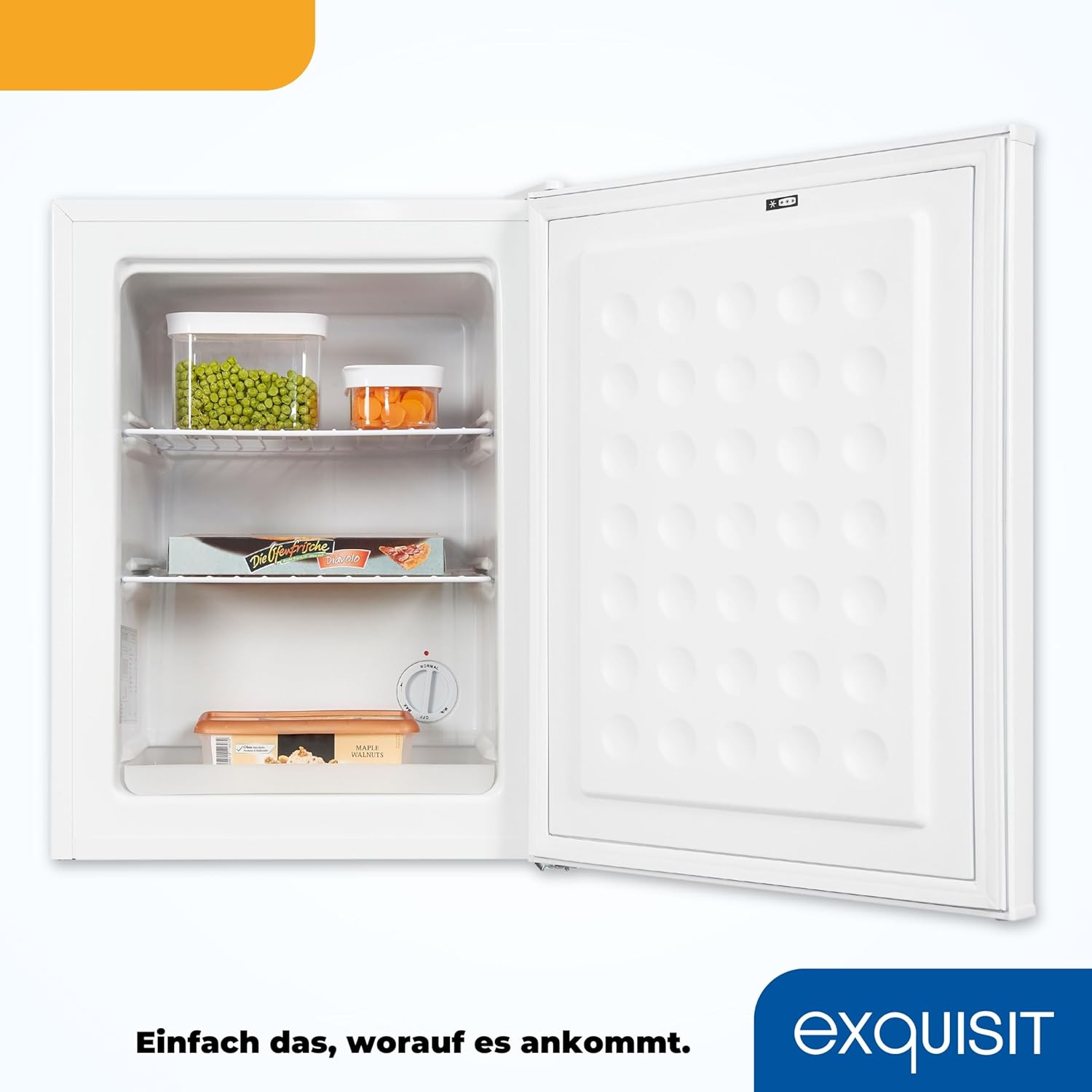 Exquisit Mini Congelatore GB60-150E bianco | 42 l di capacità utile | Nero | Piccolo e compatto | Porta reversibile | Congelamento