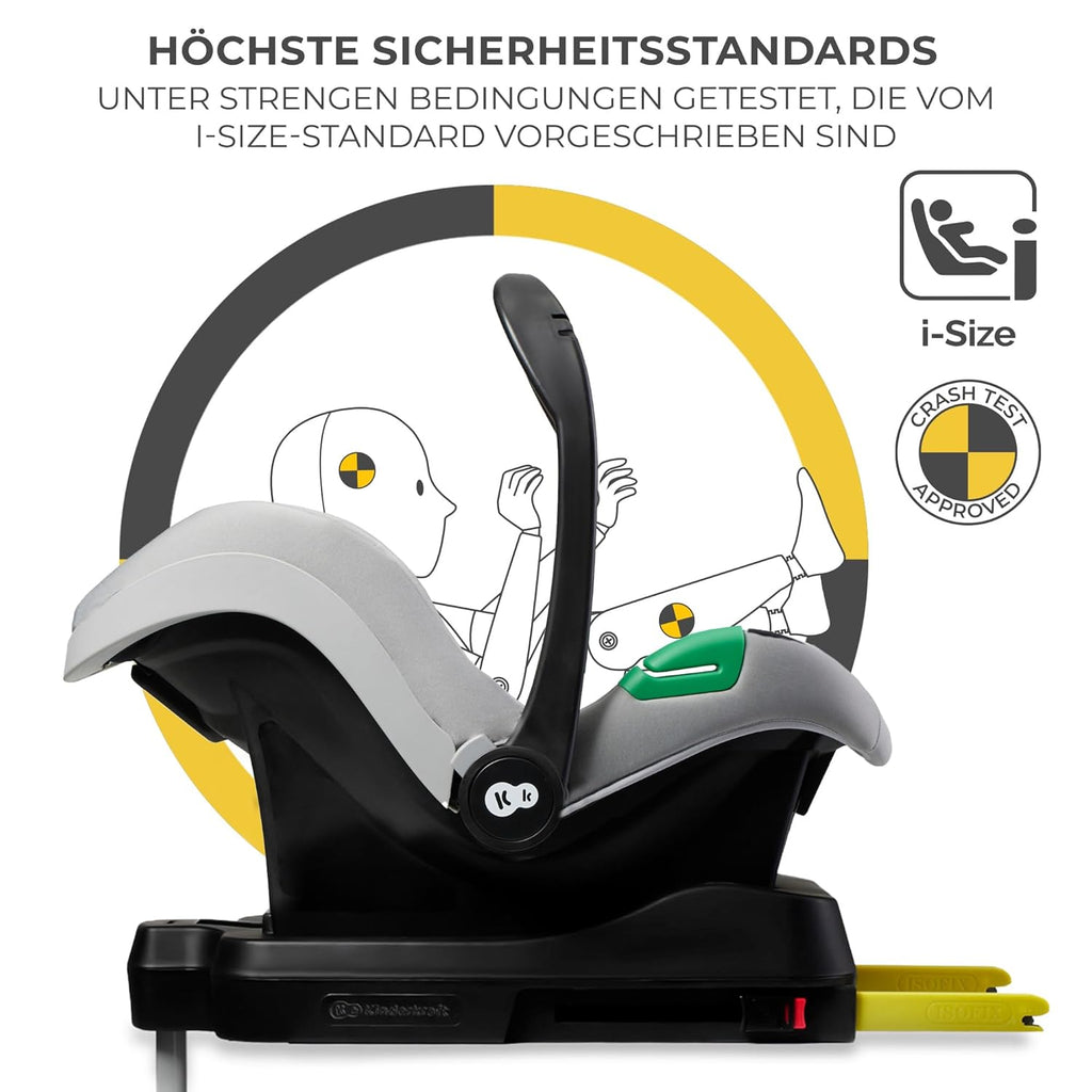 Kinderkraft NEWLY Kinderwagen 3 in 1, Komplettset bis 22 kg, Kindersitz I-Size 40-75 cm im set, Kombikinderwagen mit Fußsack, wasserfestes Verdeck mit UPF50+, Zusammenklappen, Liegeposition, Beige