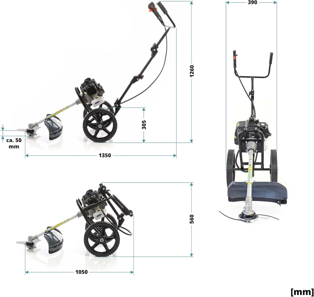 Wiltec 2in1 Benzin Rasentrimmer 1,76PS 1,3kW, Rasenschneider mit Motorsense und Freischneider, Rasenkantenschneider mit 225 mm Schnittlänge