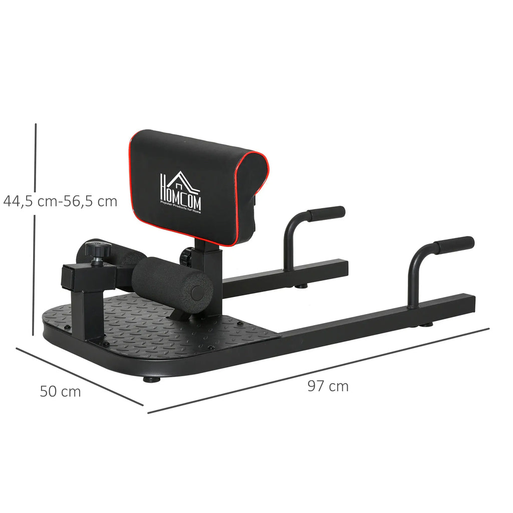 HOMCOM Sissy Squat 3 in 1, attrezzo per addominali e maniglie per flessioni, altezza regolabile