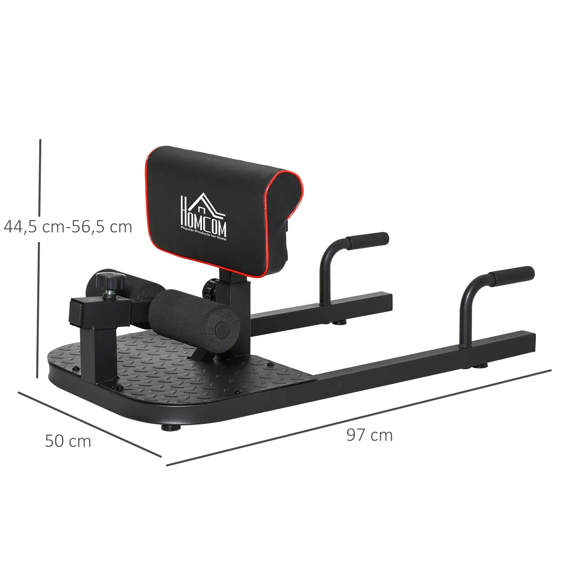 HOMCOM Sissy Squat 3 in 1, attrezzo per addominali e maniglie per flessioni, altezza regolabile