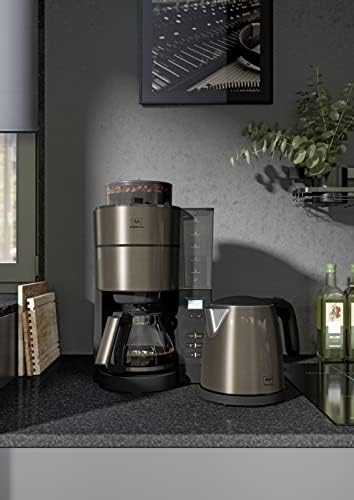 Melitta AromaFresh - Macchina da caffè con filtro - con caraffa in vetro - macinacaffè integrato - funzione timer - 10 tazze - Pure Black