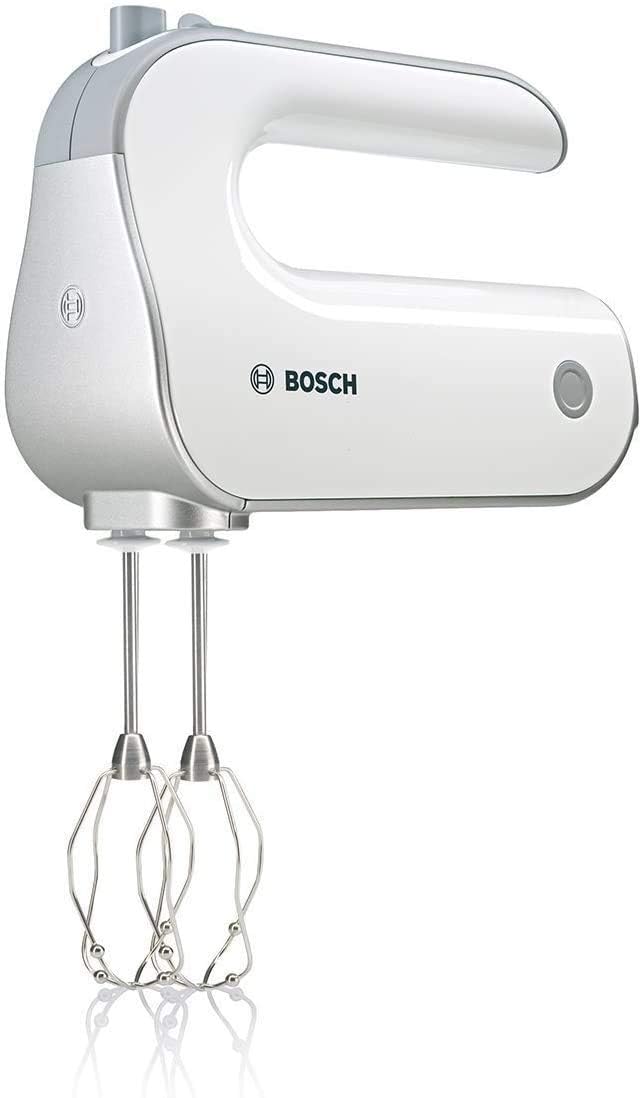 Bosch Hausgerte Handrührer Styline MFQ4080, 2 Rührbesen, 2 Edelstahl-Knethaken, spülmaschinengeeignet, Zerkleinerer, Pürierstab, 5 Stufen plus Turbostufe, 500 W, wei/silber