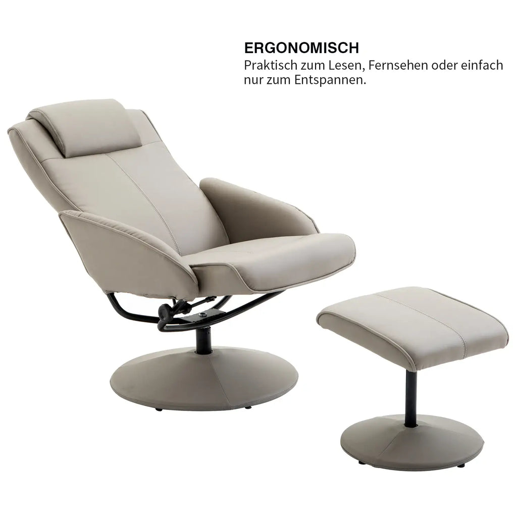 Poltrona relax HOMCOM con poggiapiedi ergonomica reclinabile in similpelle grigia