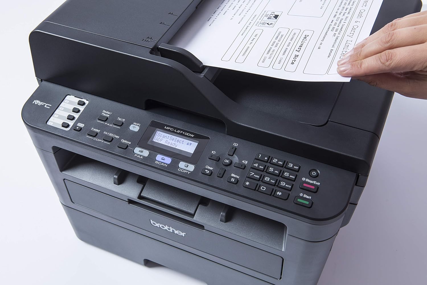 Brother MFC-L2835DW | Stampante multifunzione 4-in-1 (stampa/scansione/copia/fax) Laser monocromatica – Wi-Fi ed Ethernet – Alimentatore automatico documenti (ADF) da 50 fogli – Velocità di stampa di 32 pagine