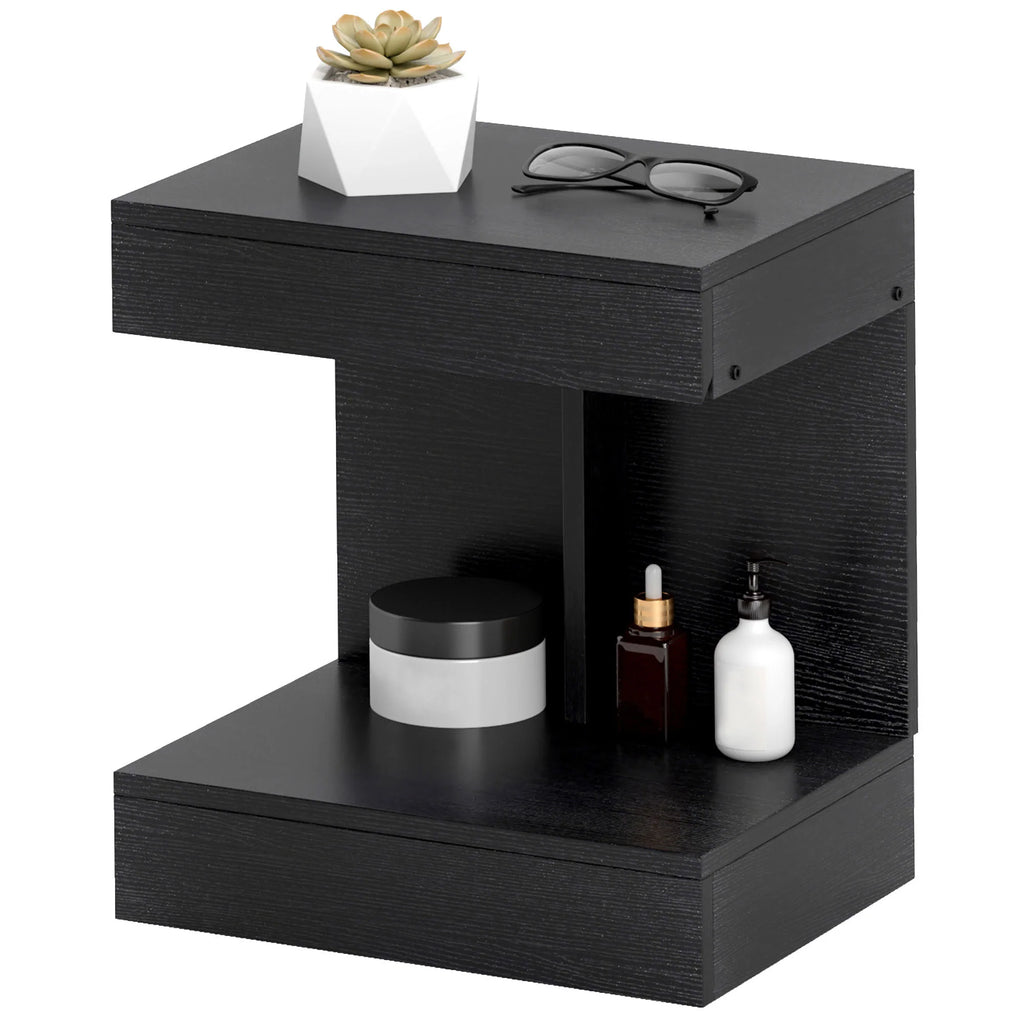 HOMCOM Nachttisch 40x30x46 cm mit Schublade Schwarz