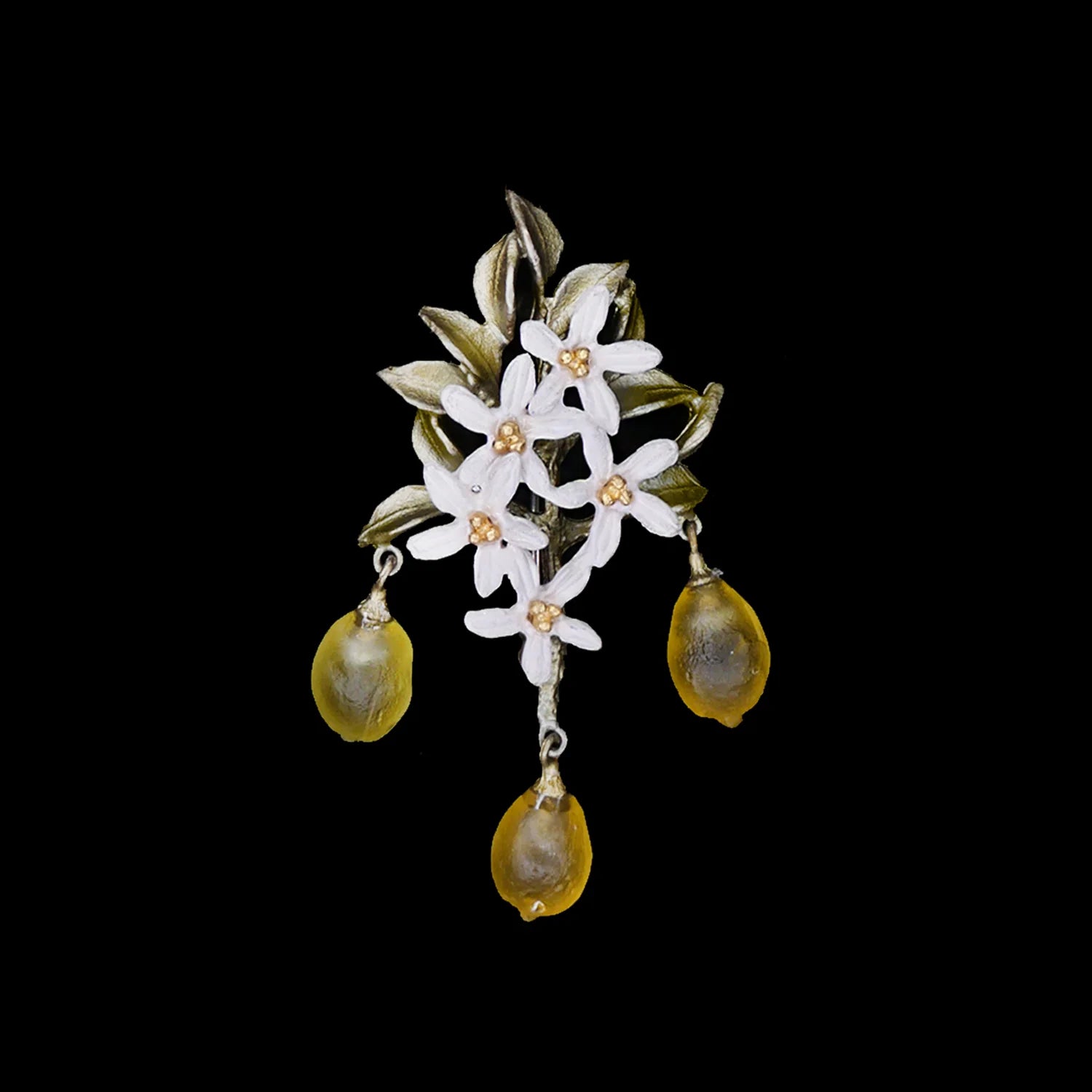 Spilla/collana a forma di limone con ciondolo