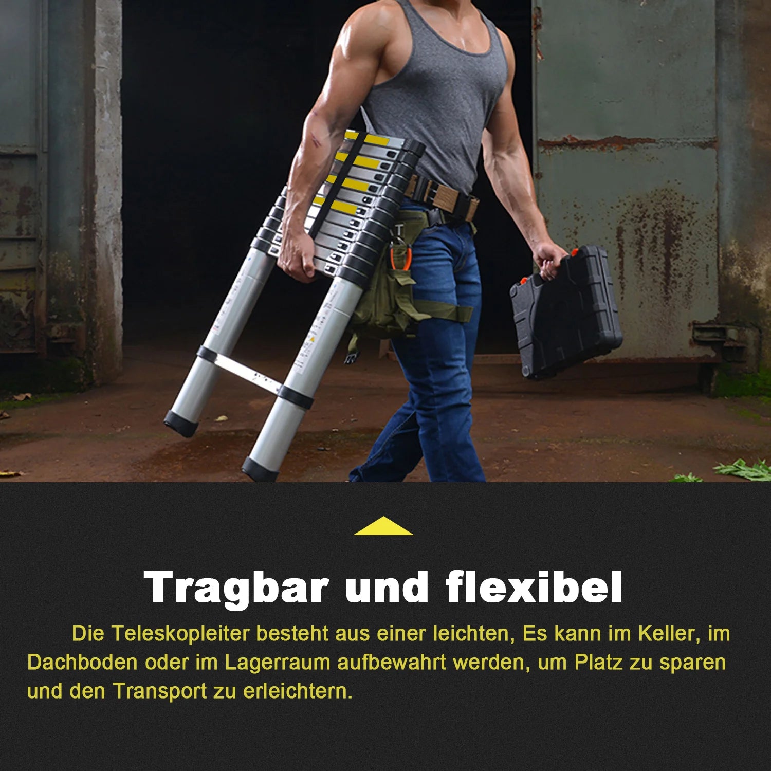 Sonnewelt 3.8m Teleskop Klappleiter Aluminium Bis 150 kg Belastbarkeit