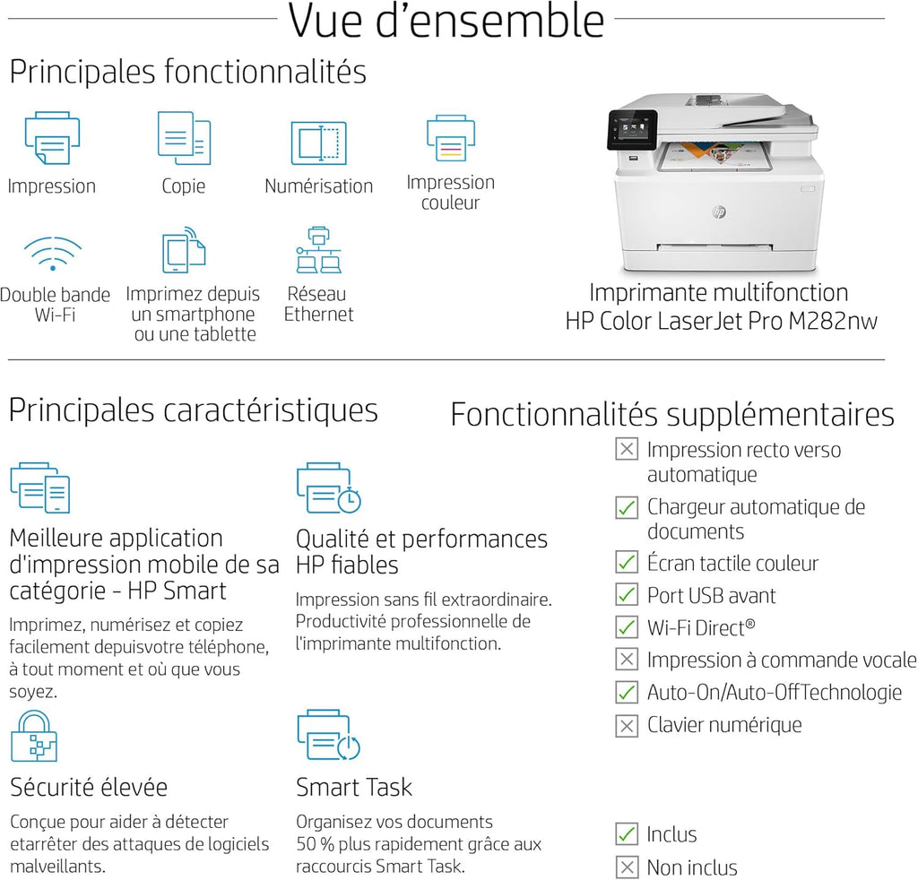 Stampante laser multifunzione a colori HP Color LaserJet Pro MFP 3302fdwg, Fax, Stampa automatica fronte/retro, Touchscreen, Wi-Fi, Ethernet, USB, HP Wolf Pro Security