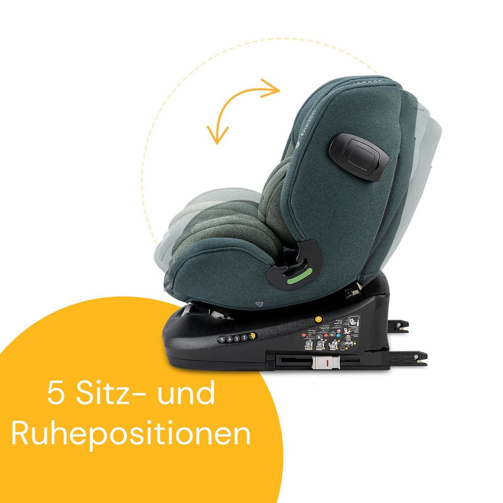 Osann Eno360 i-Size, seggiolino auto girevole 40-150 cm, reboarder con Isofix, seggiolino auto per bambini – All Black
