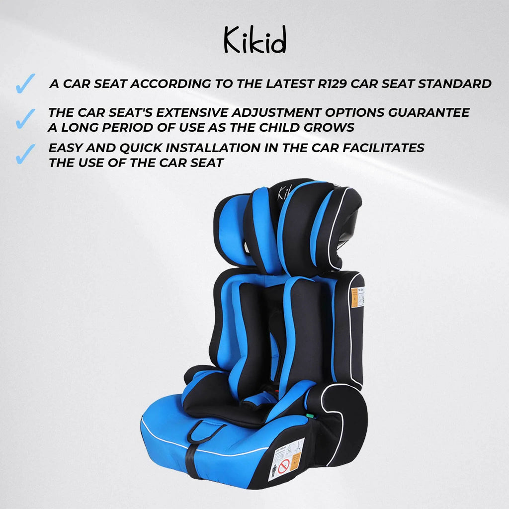 Kikid Seggiolino auto Basic 76-150cm R129, nero blu