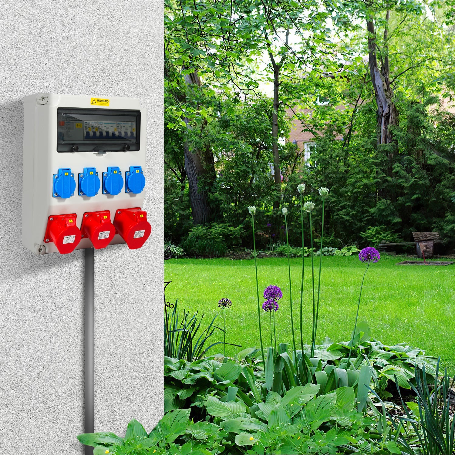 Sonnewelt Quadro di distribuzione a parete FI 4 prese Schuko e presa CEE 16/32A