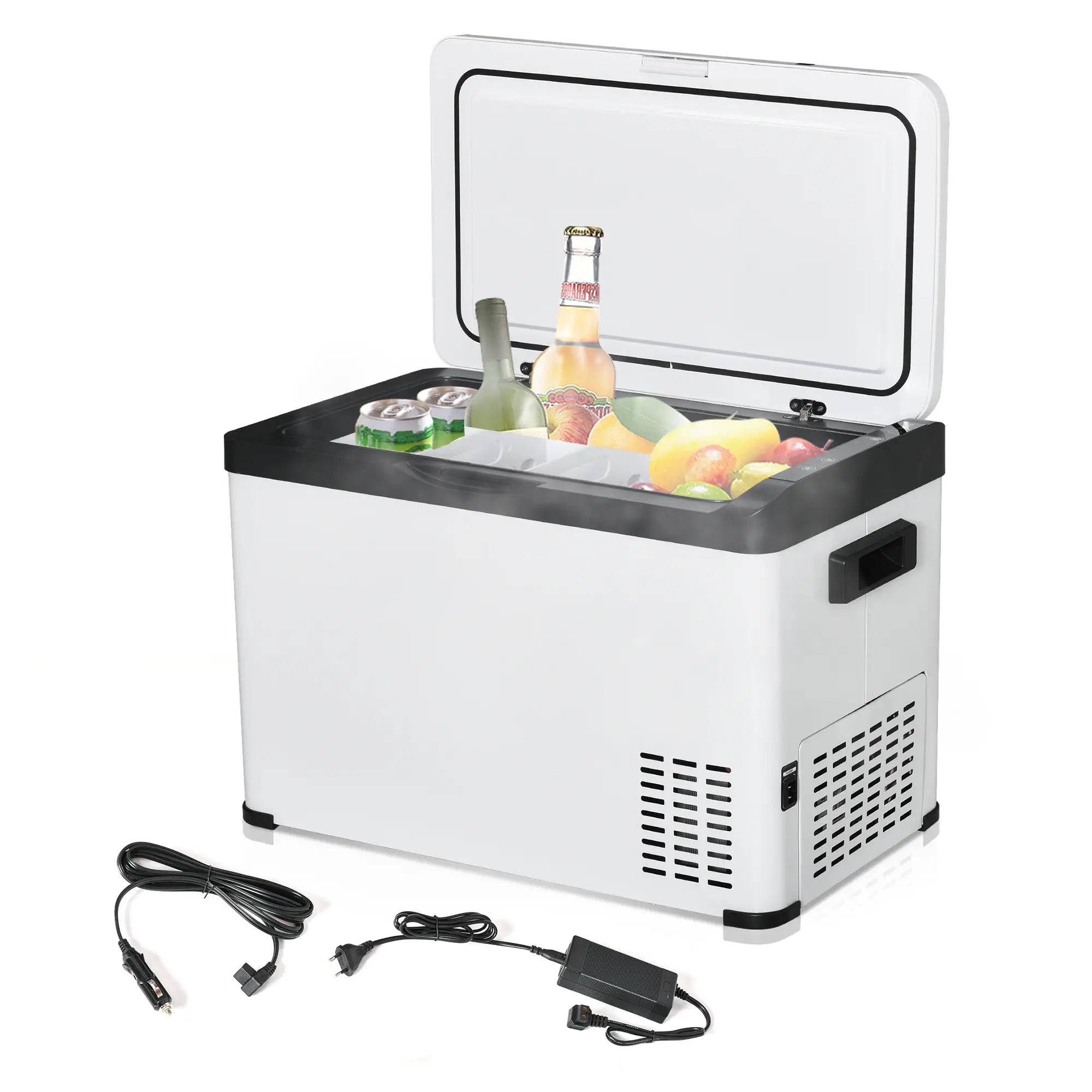 Frigorifero portatile a compressore Outsunny, pannello LCD, protezione della batteria, bianco