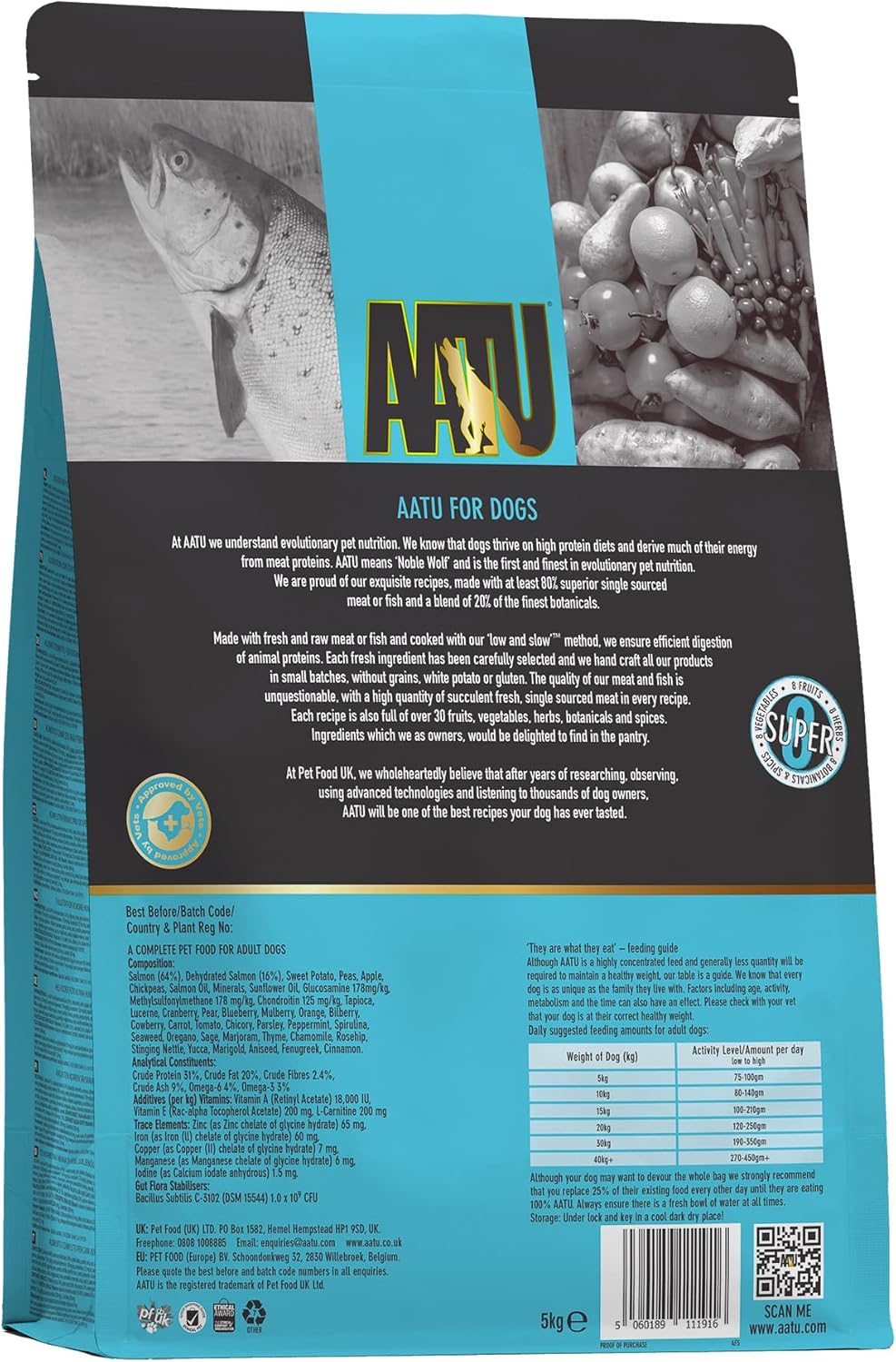 AATU Cibo Secco per Cani, Cibo Secco per Cani 80/20 con Pollo, Cibo per Cani Senza Cereali ad Alto Contenuto Proteico, Alimento Naturale per Cani Adulti di Tutte le Razze, 1,5 kg