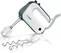 Bosch Sbattitore Elettrico Styline MFQ49300, 5 velocità, 2 fruste e 2 ganci impastatori in acciaio inox, cavo a spirale, 850 W, bianco/argento scuro