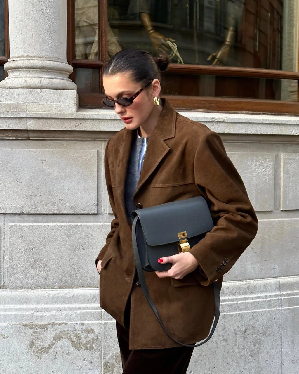 Blazer in pelle scamosciata