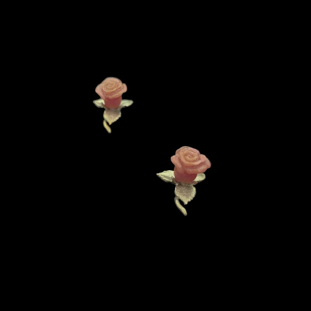 Rote Rose Ohrstecker - Zierlich