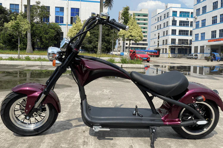 Elektro-Chopper Mangosteen M1 in Wein Rot – 2000W Hochleistungsmotor und Stilvoll