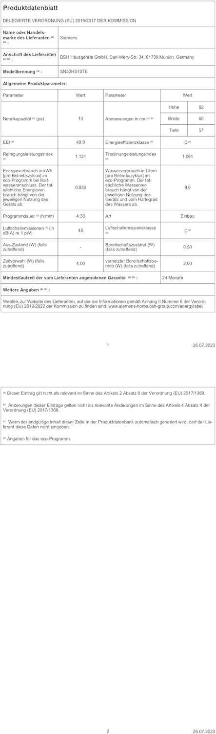 Siemens SN43ES14VE, lavastoviglie intelligente iQ300, lavastoviglie da incasso con cassetto portaposate, 60 cm, apertura automatica della porta grazie ad autoOpen dry, particolarmente silenziosa con motore iQdrive, aquaStop, acciaio inossidabile