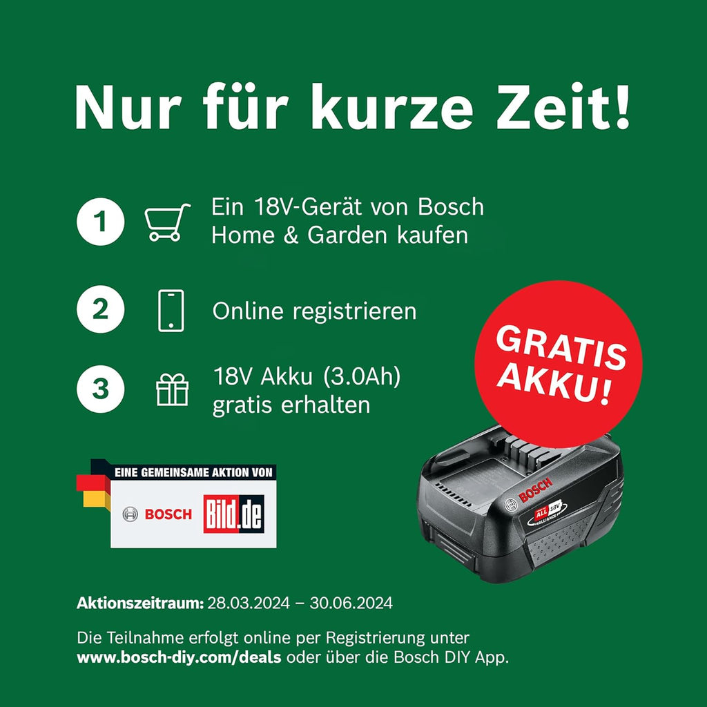Bosch Tagliasiepi a batteria AHS 50-20 LI (1 batteria, sistema 18 Volt, lunghezza corsa: 20 mm, in scatola di cartone)