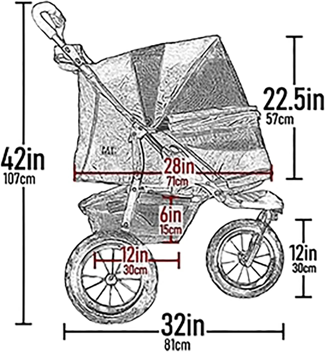 Passeggino per animali domestici No-Zip NV per gatti/cani, ingresso senza cerniera, chiusura facile con una mano, pneumatici con riempimento in gel, materassino in peluche + copertura antipioggia inclusi, 3 colori