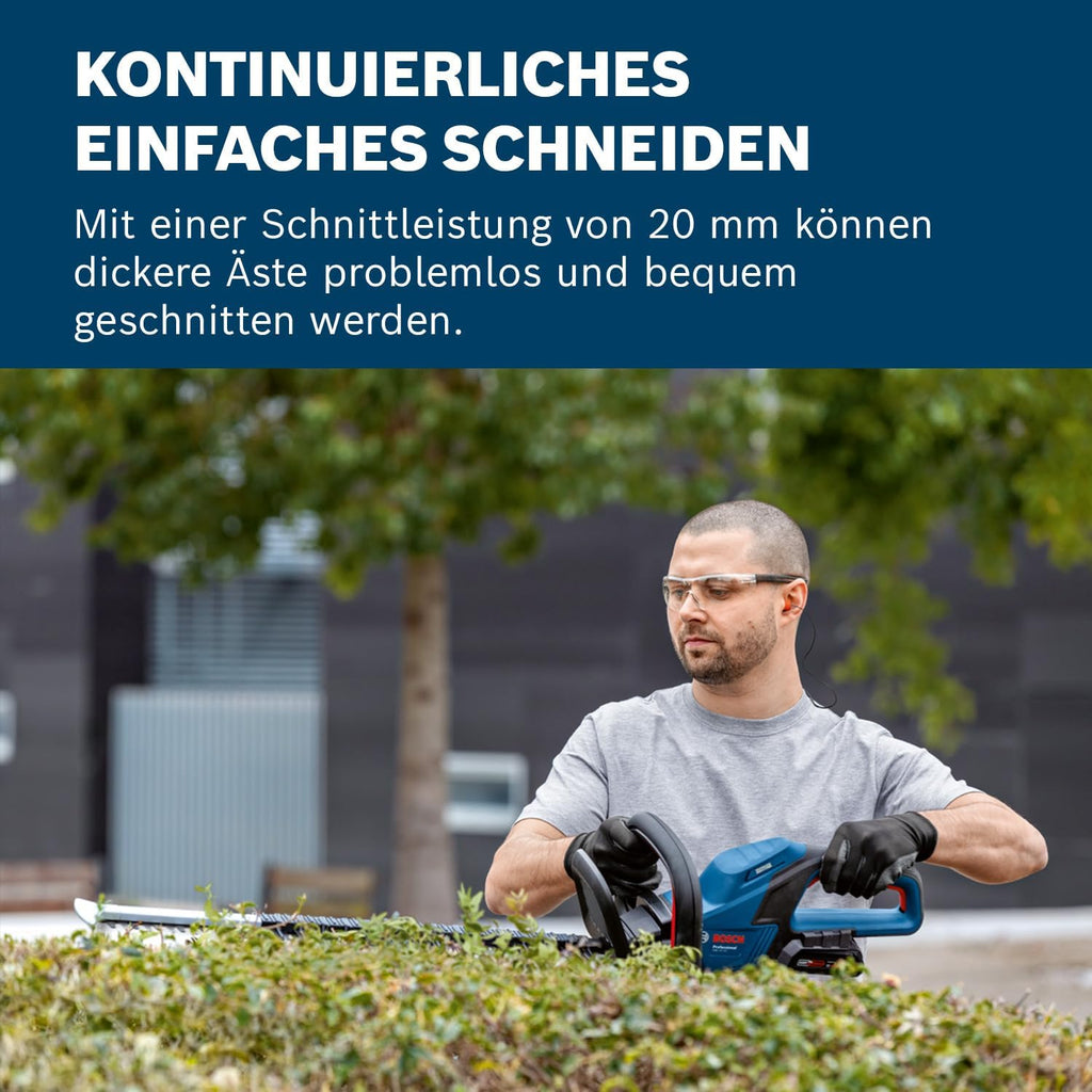 Bosch Professional Sistema 18V Batteria Forbici da siepe GHE 18V-60 (motore brushless, capacità di taglio di 20 mm)