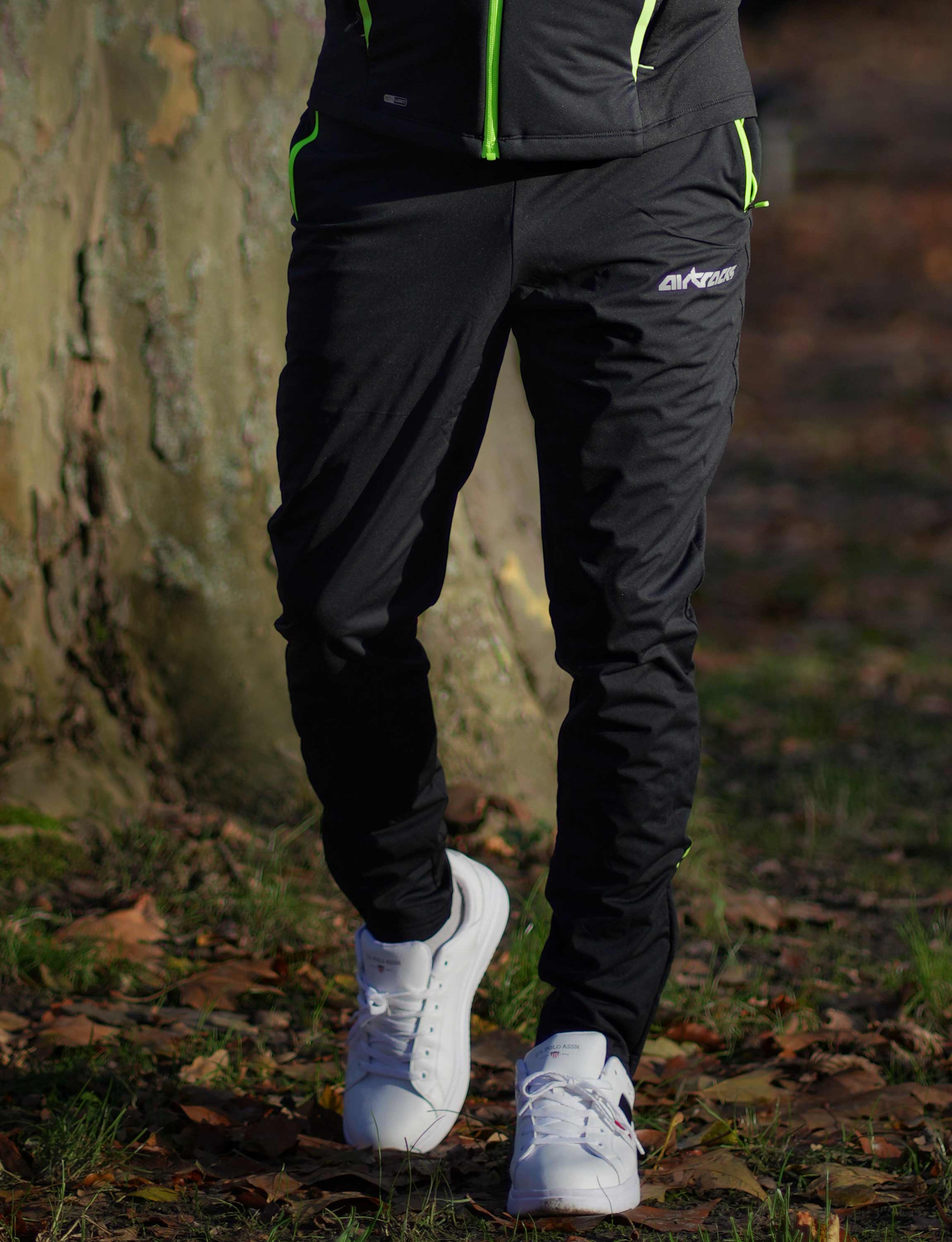 Pantaloni lunghi da corsa invernali termici da uomo Pro Team nero-neon (set)