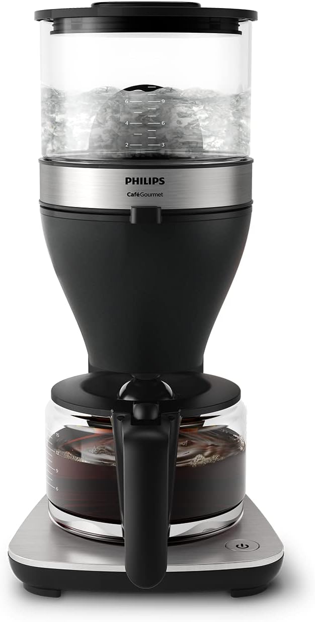 Macchina da caffè con filtro Philips All-in-1 – macinacaffè a cono integrato per caffè appena macinato – doppio contenitore per chicchi, caraffa in vetro da 1,25 litri, impostazione individuale dell'intensità (HD7900/50)
