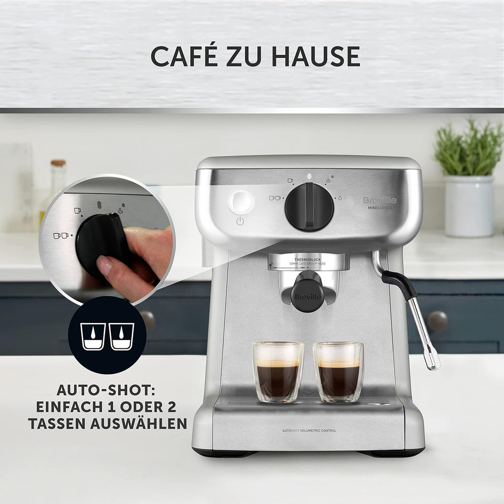 Breville Barista Max Macchina da caffè con braccio per espresso | Macchina da caffè espresso con macinacaffè integrato e montalatte | Serbatoio dell'acqua da 2,8 l | Pompa italiana da 15 bar | Acciaio inossidabile [VCF126X]