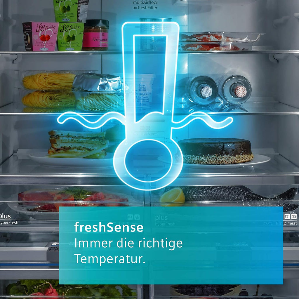 Frigorifero Multic дверный SIEMENS KF96NVPEA iQ300, 183 x 91 cm, 405 L di refrigerazione e 200 L di congelamento, hyperFresh per una freschezza più duratura, noFrost per non sbrinare mai più, superCooling per un raffreddamento più rapido