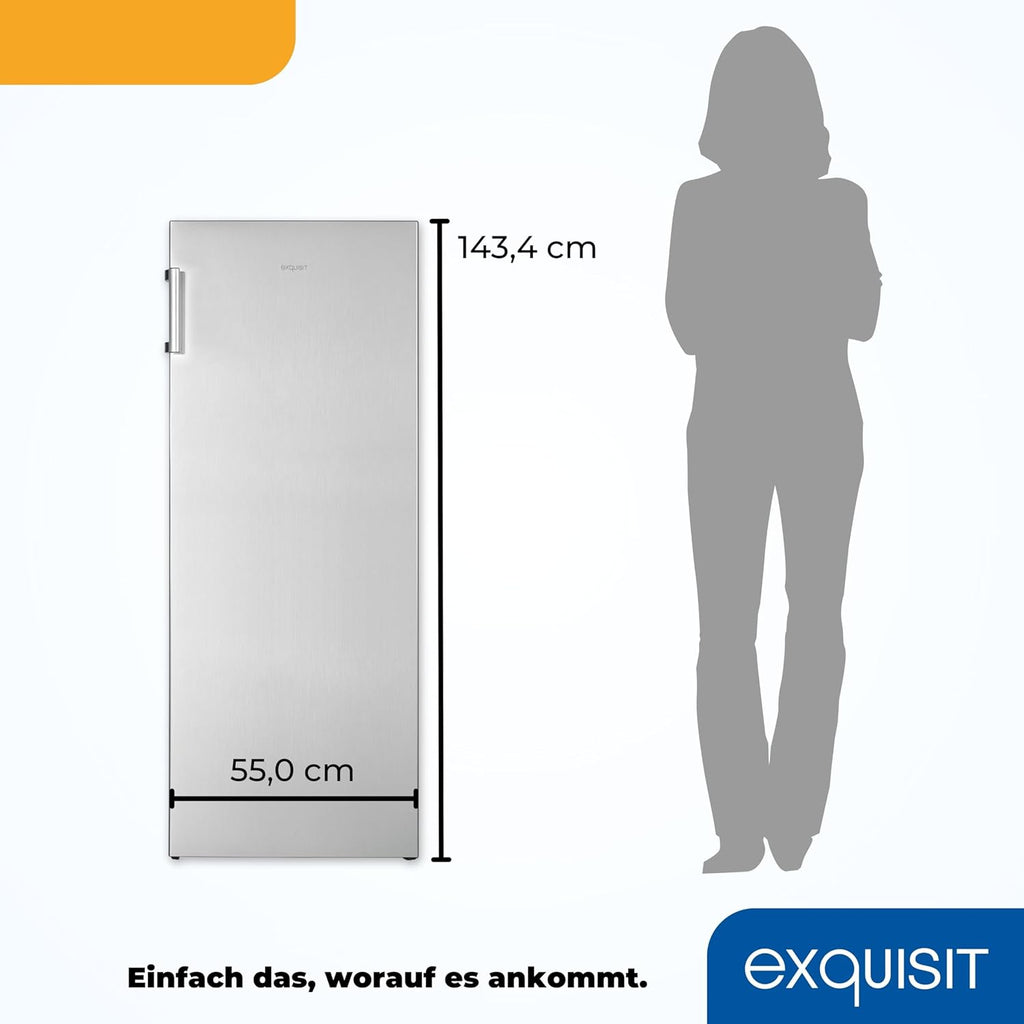Exquisit Frigorifero senza Congelatore, Grande Frigorifero, 5 Ripiani, 242 Litri, Frigorifero a Pieno Volume alto 143 cm, KS5320-V-H-040E bianco