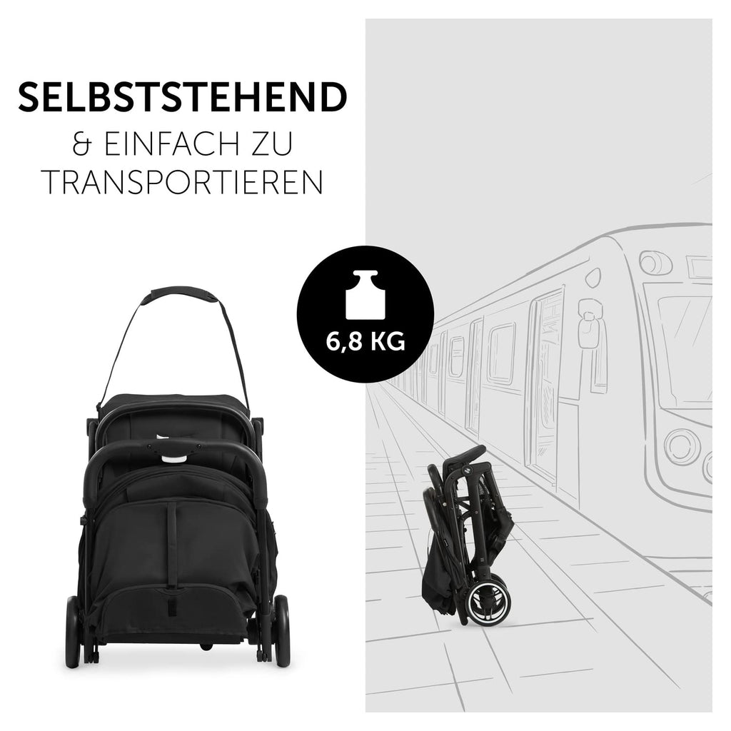 hauck Passeggino leggero Travel N Care per bambini dalla nascita fino a 22 kg con funzione reclinabile, ultraleggero - 6,9 kg, chiudibile con una mano, UPF 50+, ruote in EVA, cestino fino a 3 kg (Dark Olive)